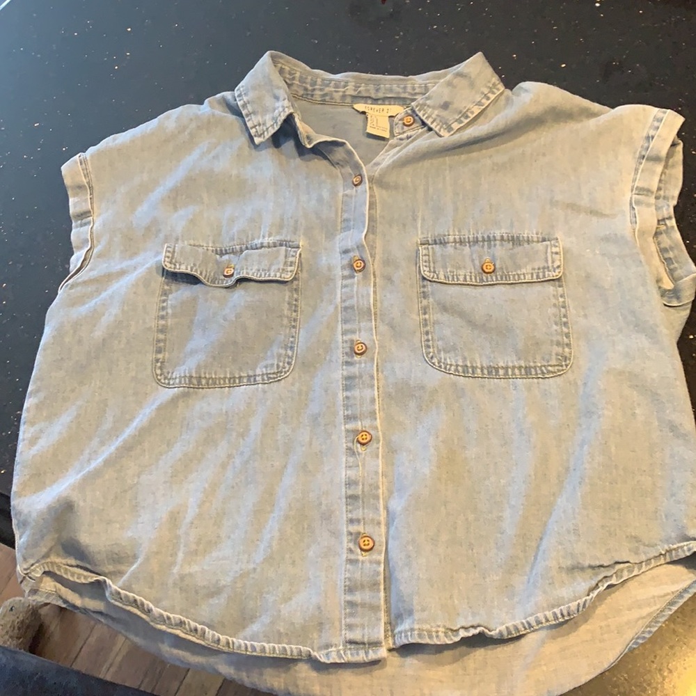 Forever 21 Short Sleeved Jean Top